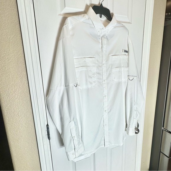 Columbia Performance Fishing Gear Men’s Large Tall LT Long Sleeve White Outdoor - Picture 3 of 11